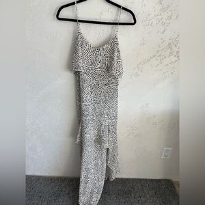 INTERMIX Black & White Printed Spaghetti-Strap Maxi Dress